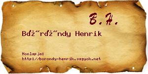 Böröndy Henrik névjegykártya